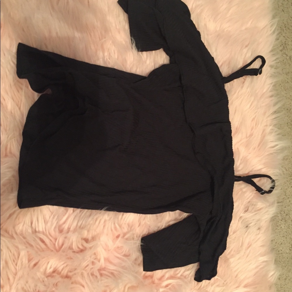 Black Over the Shoulders Top